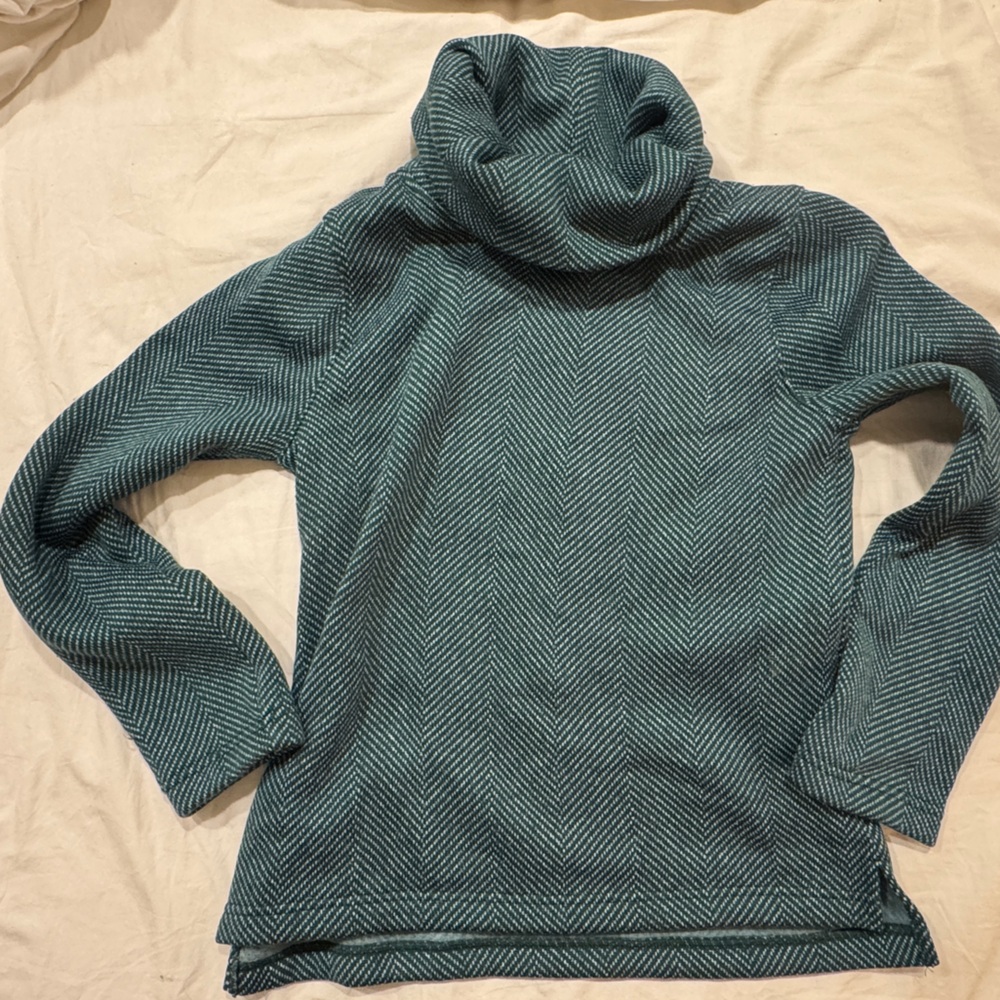 J. Crew Teal Cowl Neck Sweater Long-sleeve funnelneck pullover - Picture 2 of 8